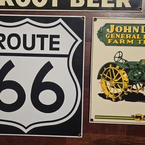 Vintage Route 66 and John Deere Signs